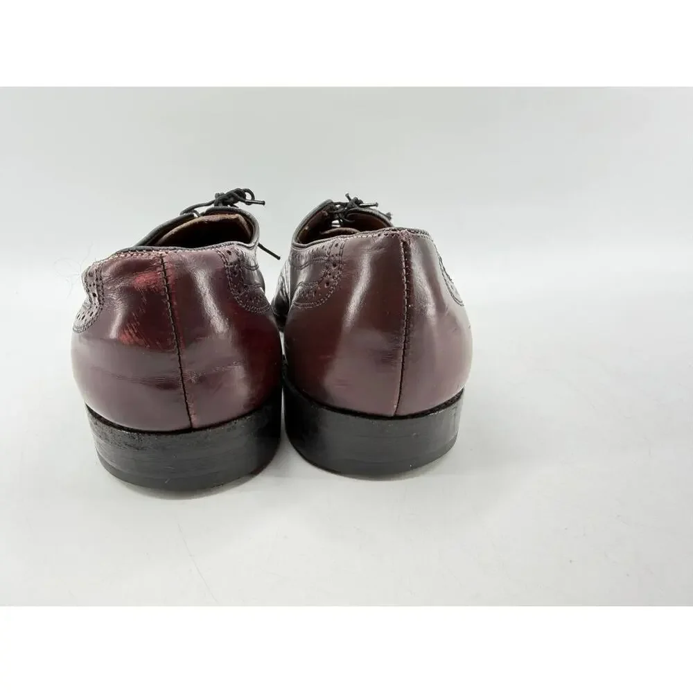 Allen Edmonds Men's Burgundy Leather Wingtip Brogue Oxford Dress Shoes 11 D USA